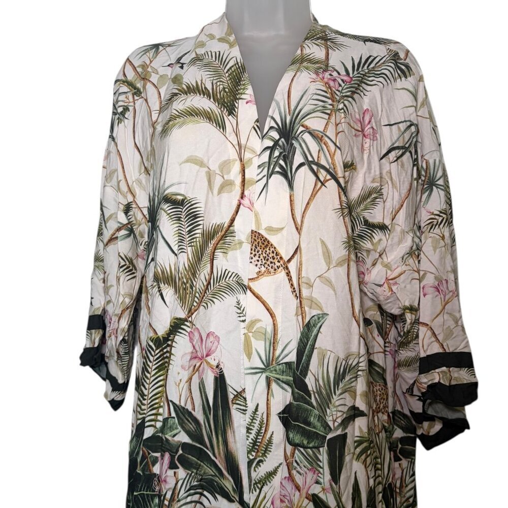 H&M Jungle Print Kimono XS/S Viscose Open Front Cover-Up - Picture 2 of 7